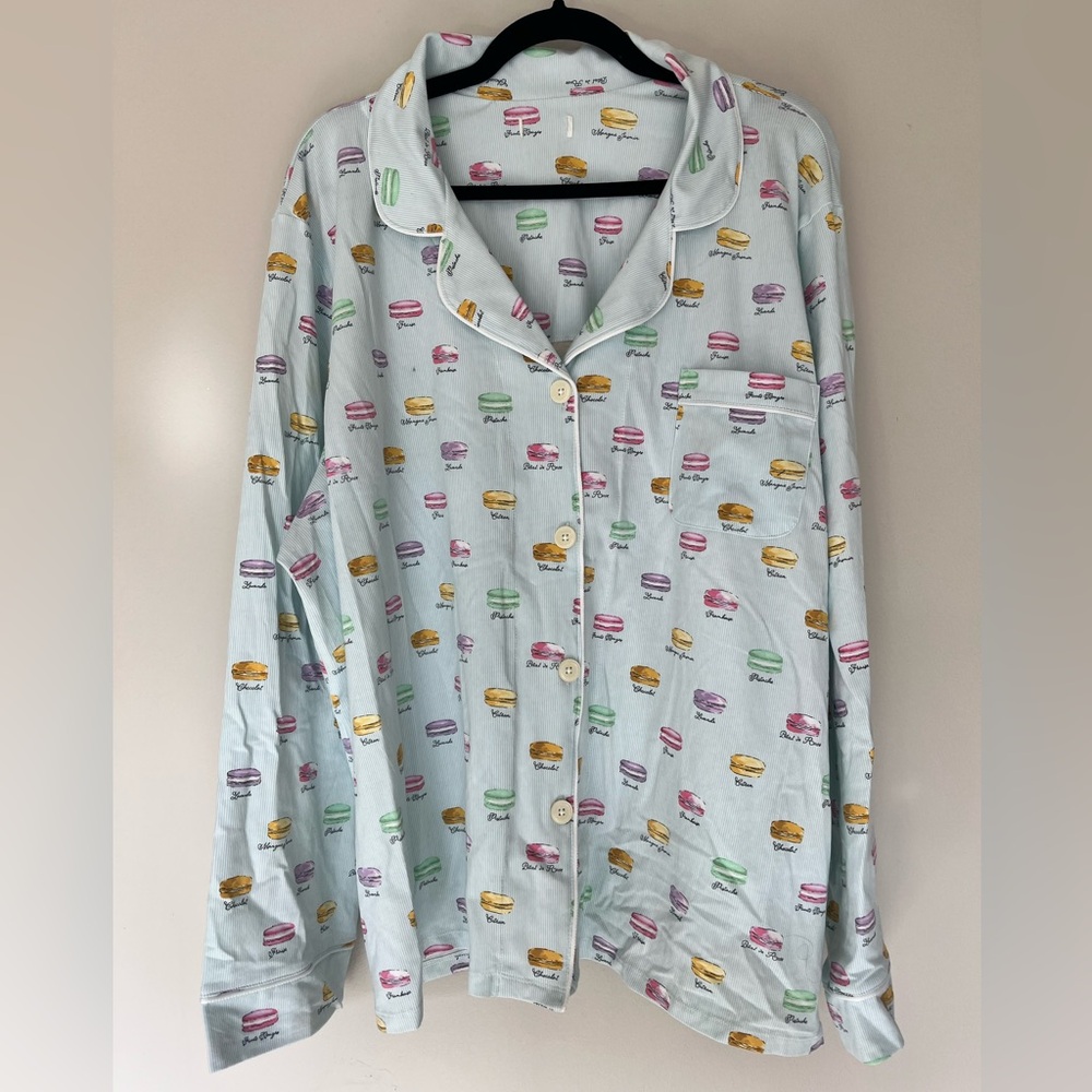 BedHead Pajamas 2X Macaron Print Pajama Set Blue Parisian Macarons PJs - Picture 2 of 9